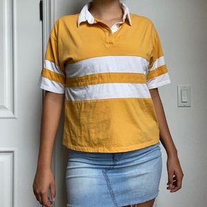 UO yellow and white striped collared shirt